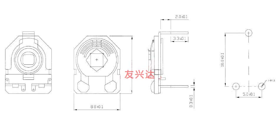 陶瓷插件可调电阻RM085G-V6规格图纸