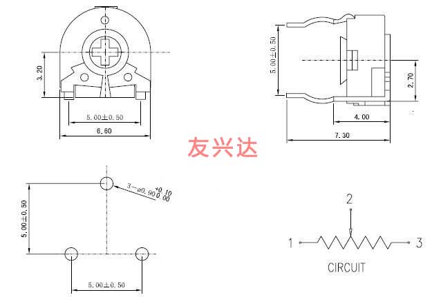 密封式电位器RM060-V1参考图纸